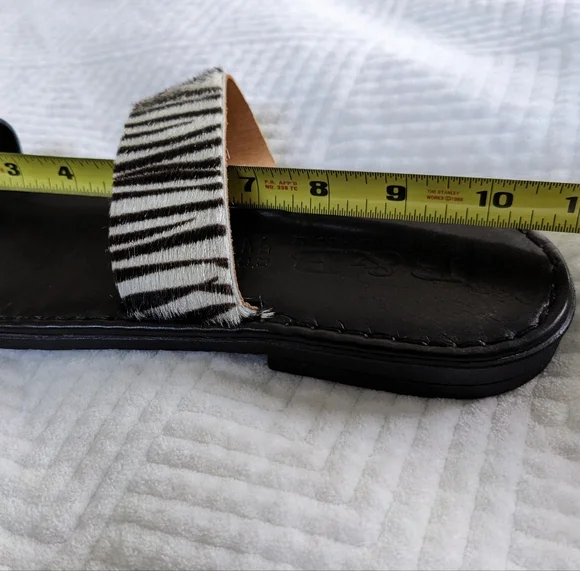 B&B Greek Sandals Black Leather Zebra Toe Loop Sandals 42 EU / 10.5 - 11 US - Picture 7 of 10